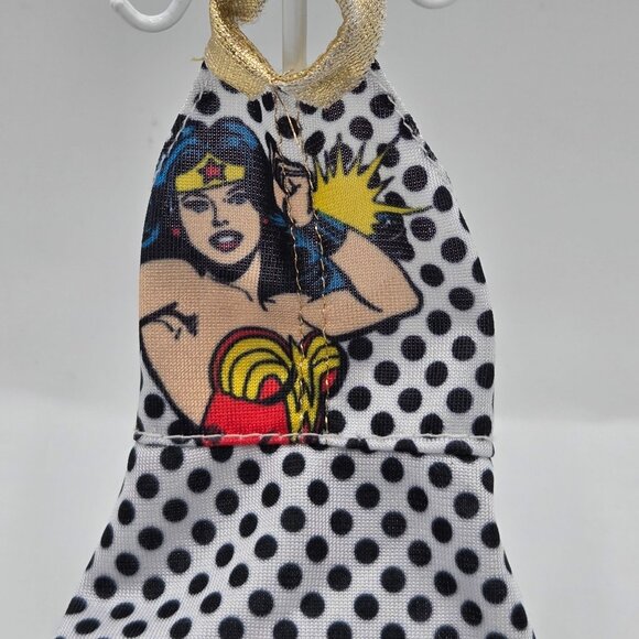 Wonder Woman Barbie Doll Halter Dress White Polka Dots - Picture 2 of 4